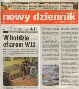 Slabisz, Aleksandra, "W holdzie ofiarom 9/11," Nowy Dziennik, September 2011.